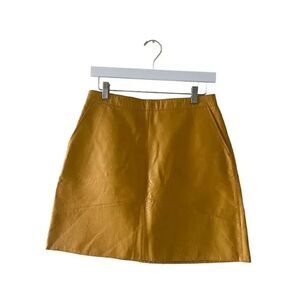 Zara Aline Mustard yellow faux leather mini skirt SZ M #1701